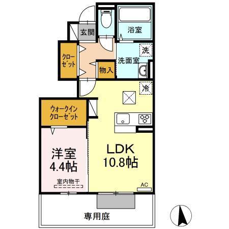 D-ROOMなのはな通(1LDK/1階)の間取り写真