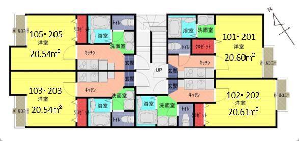 アークプレイス春日部(1K/1階)の間取り写真