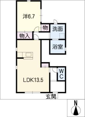小坂ヒルズIIC棟(1LDK/1階)の間取り写真