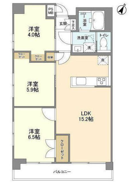 アパートメントけやき通中葛西(2LDK/1階)の間取り写真