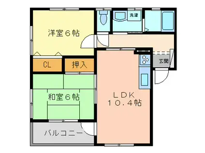 ペアドルセ B(2LDK/2階)の間取り写真