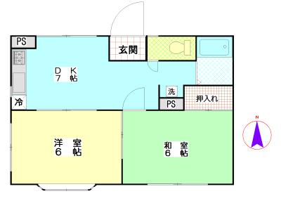 コートフレックス(2DK/1階)の間取り写真