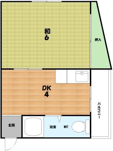 リバーサイドマンション(1DK/5階)の間取り写真