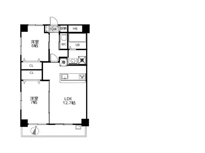 プランタン細野(2LDK/2階)の間取り写真