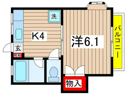 コスモ多摩(1K/2階)の間取り写真
