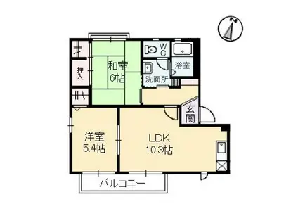 クレインフィールド A棟(2LDK/2階)の間取り写真