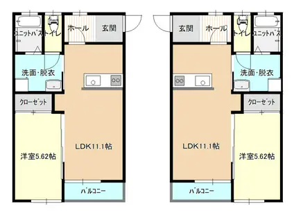 グリーンパーシモン3(1LDK/1階)の間取り写真