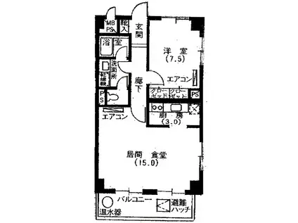 シャトレ代官山アネックス(1LDK/4階)の間取り写真