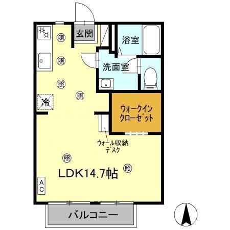 リッツハウス古川(ワンルーム/2階)の間取り写真