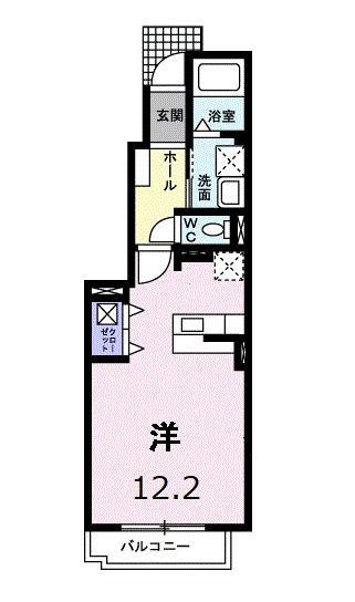 トゥインクル(ワンルーム/1階)の間取り写真