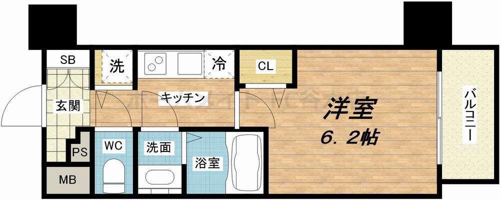 プレサンス大阪ゲートシティ(1K/2階)の間取り写真