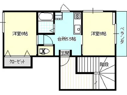 オリエント青山(2K/2階)の間取り写真