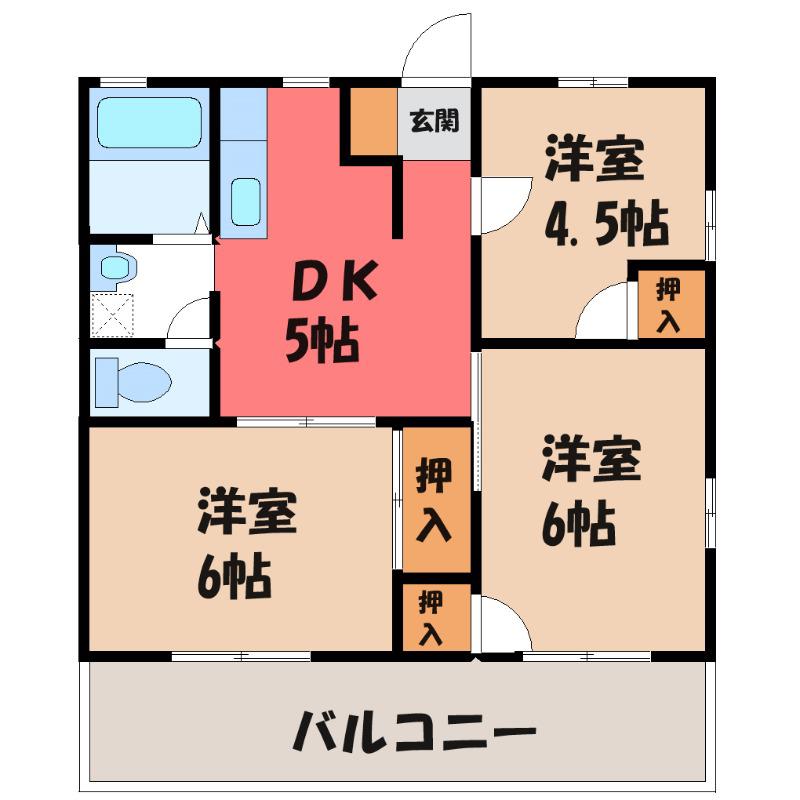 クレベール(3DK/1階)の間取り写真