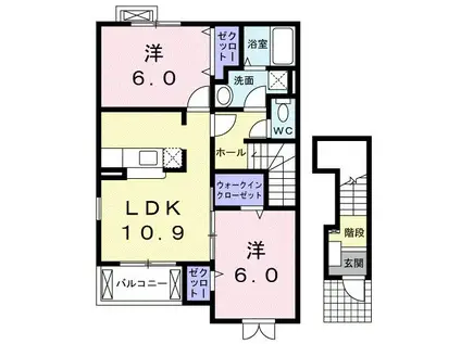 ジャンプ八百屋町(2LDK/2階)の間取り写真