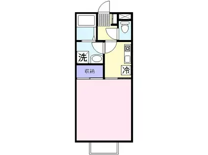 ルミナス森合 B(1K/2階)の間取り写真