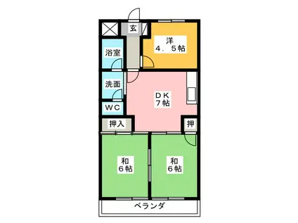 スカイハイツ東(3DK/2階)の間取り写真