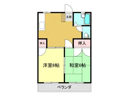 丸昌ハイツB(2DK/2階)の間取り写真