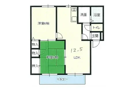 パークヒルズ小羽山C(2LDK/1階)の間取り写真
