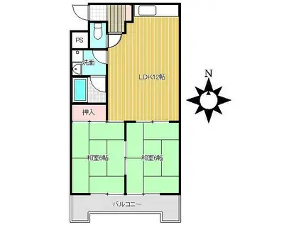 ノーサイドマンション(2LDK/4階)の間取り写真