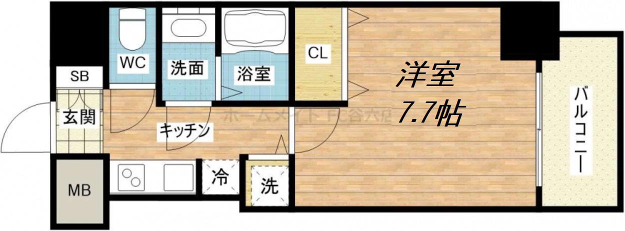 S-RESIDENCE緑橋駅前(1K/8階)の間取り写真