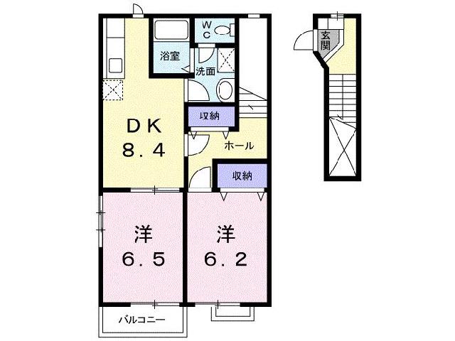 ラ フォレ ドゥ ノール(2DK/2階)の間取り写真