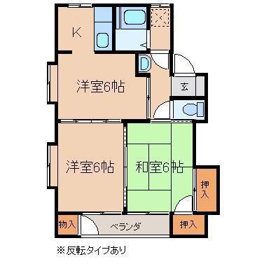 タウンハウスヨシダF5(2DK/2階)の間取り写真