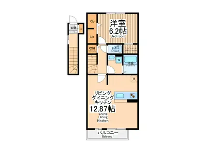 アニック・カスール(1LDK/2階)の間取り写真