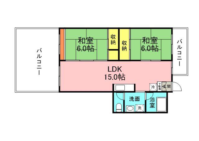 清水ビル(2LDK/3階)の間取り写真
