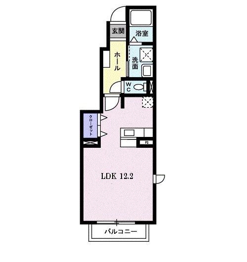 来夢1番館B(ワンルーム/1階)の間取り写真
