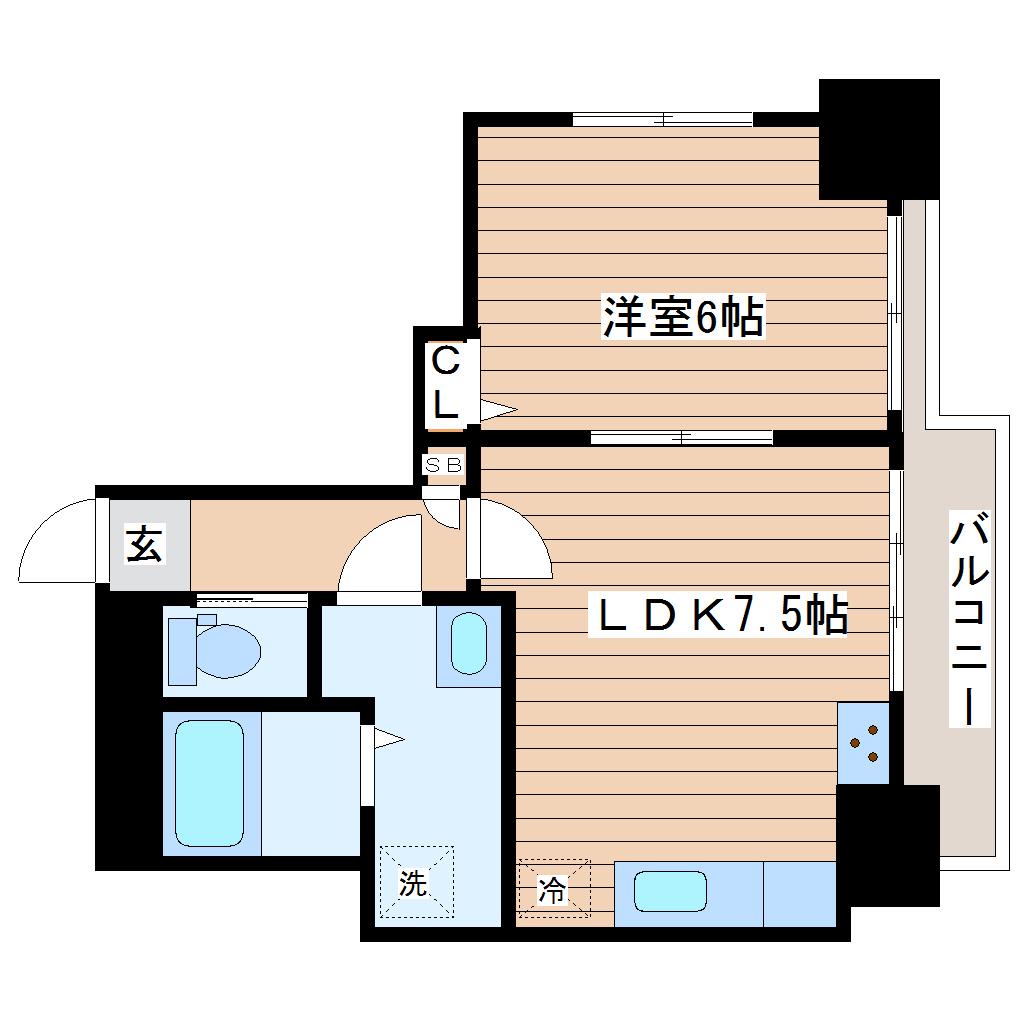 ディオヒルズ二日町(1LDK/3階)の間取り写真