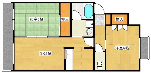CASA井口C(2DK/4階)の間取り写真