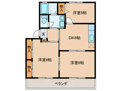 キャンディハウス B棟(3DK/1階)の間取り写真