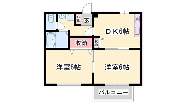 ブルーベリーファーム(2DK/1階)の間取り写真