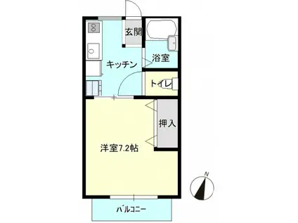 コウモトヒルズB(1K/1階)の間取り写真