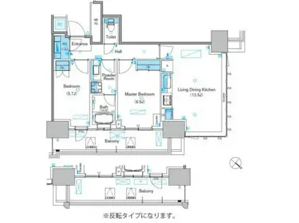 パークアクシス豊洲キャナル(2LDK/9階)の間取り写真