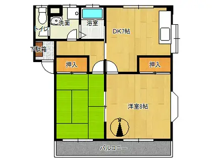 ドリームマンション(2DK/1階)の間取り写真