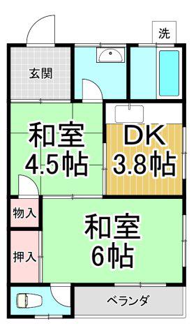 吉岡マンション(2DK/2階)の間取り写真