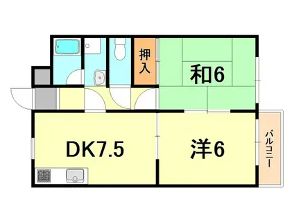 ハイツアメニティ(2DK/2階)の間取り写真