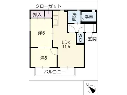 マリアージュ都築 A棟(2LDK/1階)の間取り写真