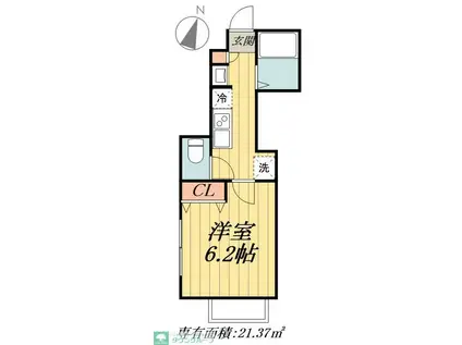 キャメル竹ノ塚III(1K/1階)の間取り写真