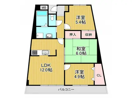 エスポアール岩根(3LDK/1階)の間取り写真