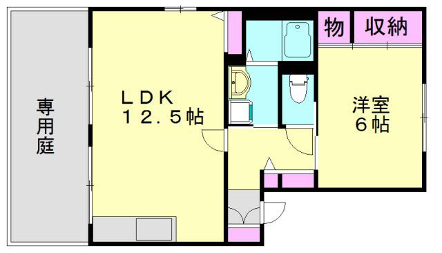 レーベン内橋(1LDK/1階)の間取り写真