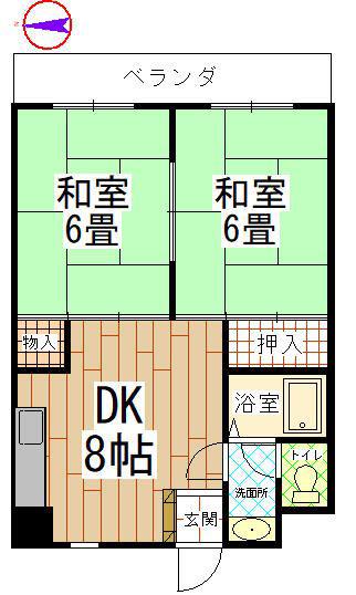 カーサ・デ・エスペランサ(2DK/4階)の間取り写真