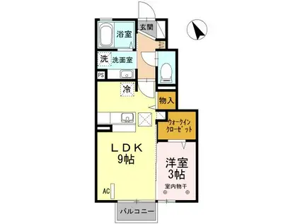 ルイティア III(1LDK/1階)の間取り写真