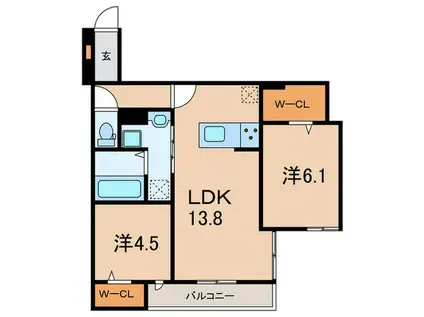 LA MAISON林崎(2LDK/2階)の間取り写真