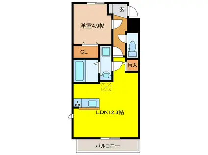 LEVANTE(1LDK/1階)の間取り写真