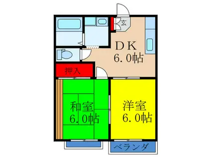 タウニ-TOYOSATO(2DK/2階)の間取り写真
