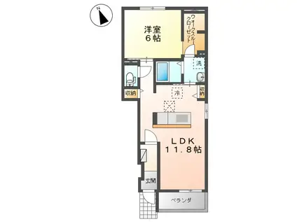 メゾン・プランドール(1LDK/1階)の間取り写真