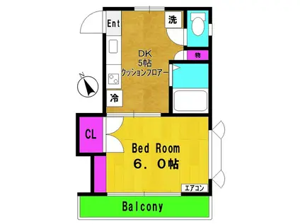 HOT3(1DK/2階)の間取り写真