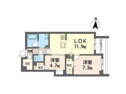 THE SENSE(2LDK/2階)の間取り写真